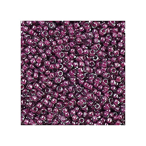 5g TOHO Rocailles 15/0, in Magenta-Farbe graugrau (# 1076) (TOHO seed beads 15/0, Inside Magenta Color Gray Gray-Lined (#1076)) Japanishe Glas Rund Perlen von Generic