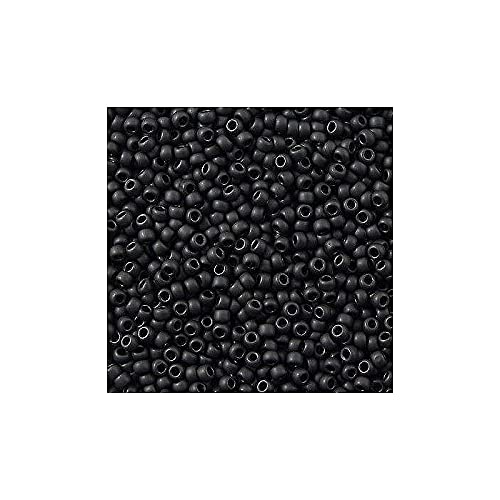 5g TOHO Rocailles 15/0, opaken mattierter Strahl (# 49f) (TOHO seed beads 15/0, Opaque Frosted Jet (#49f)) Japanishe Glas Rund Perlen von Generic