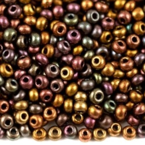 6/0 01640 Tschechische Glasperlen Rocailles Bronze Multi - Metallic Verpackung 650 Stück Gewicht 50 Gramm Perlengröße 4,1 mm für Perlenstickerei und Schmuckherstellung von Generic