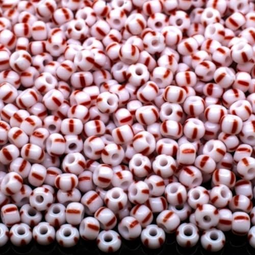 6/0 03890 Tschechische Glasperlen Rocailles – Rot gestreift blickdicht Verpackung 650 Stück Gewicht 50 Gramm Perlengröße 4,1 mm Zum Perlensticken und Herstellen von Schmuck von Generic