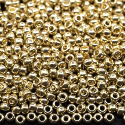 6/0 18303 Tschechische Glas-Rocailles – Silber Metallic Verpackung 650 Stück Gewicht 50 Gramm Perlengröße 4,1 mm Zum Perlensticken und Herstellen von Schmuck von Generic