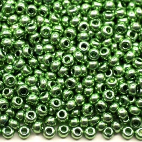 6/0 18556 Tschechische Glas-Rocailles – Grün Metallic Verpackung 650 Stück Gewicht 50 Gramm Perlengröße 4,1 mm Zum Perlensticken und Herstellen von Schmuck von Generic