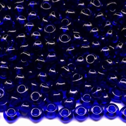 6/0 30100 tschechische Glas-Rocailles, transparent, blau, Perlengröße 4,1 mm, 130 Stück, 10 g von Generic