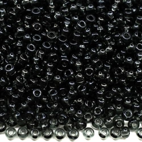 6/0 40010 Tschechische Glasperlen Rocailles Transparent Schwarz Verpackung 650 Stück Gewicht 50 Gramm Perlengröße 4,1 mm Zum Perlensticken und Herstellen von Schmuck von Generic