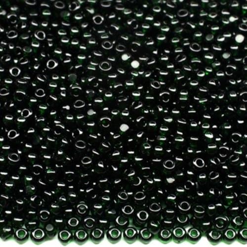 6/0 50150 Tschechische Glasperlen, Rocailles, transparent, grün, Verpackung 130 Stück, Gewicht 10 g, Perlengröße 4,1 mm, für Perlenstickerei, Schmuckherstellung von Generic
