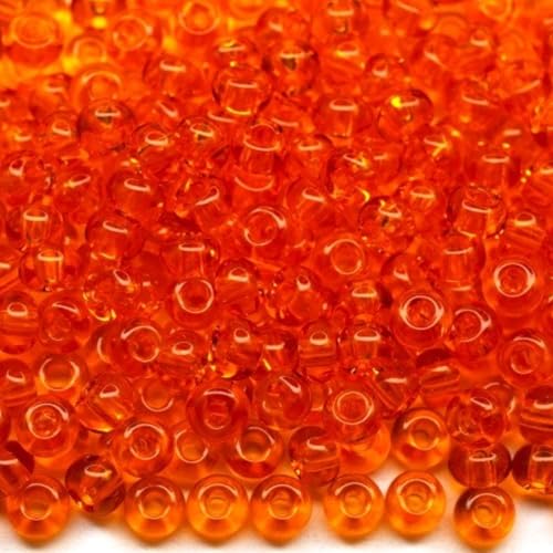 6/0 90.000 tschechische Glas-Rocailles-Perlen, transparent, Orange, Perlengröße 4,1 mm, 650 Stück, 50 g von Generic