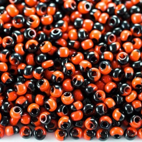 6/0 93750 Tschechische Glasperlen Rocailles Schwarz Orange Harlekin Verpackung 325 Stück Gewicht 25 Gramm Perlengröße 4,1 mm Zum Perlensticken und Herstellen von Schmuck 6/0 93750 Tschechische Glasperlen Rocailles Schwarz Orange Harlekin Verpackung 325 Stück Gewicht 25 Gramm Perlengröße 4,1 mm Zum Perlensticken und Herstellen von Schmuck von Generic