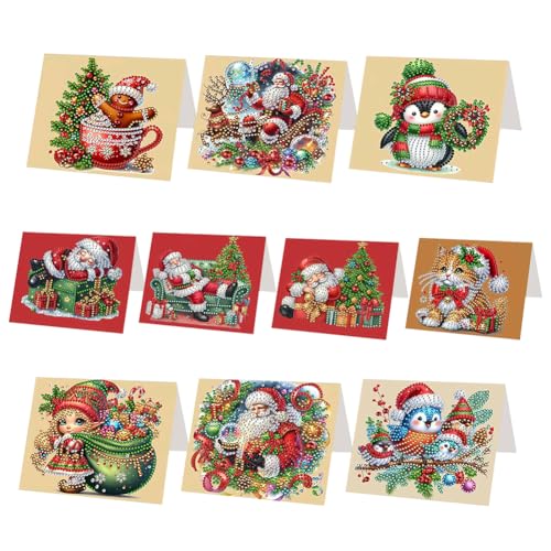 6/10/12 Stück Diamond Painting Grußkarten-Set, DIY Diamant-Malerei Grußkarten, faltbare Gruß- und Glückwunschkarten zum Basteln, Mosaik-Handarbeit, Kreative Handgemachte Postkarten von Generic