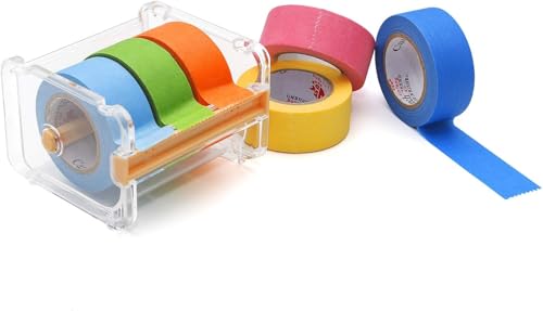 6 Rollen buntes Abdeckpapier-Klebeband-Set mit Washi-Tape-Abroller (auf beiden Seiten erhältlich, gezackter Schneider), 6 Stück, transparente Oberfläche von Generic