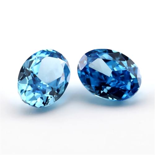6 x 8 mm ovaler zerkleinerter Eisschliff, loser Zirkonia-Stein, 5A Zirkonia, synthetische Edelsteine für die Schmuckherstellung, Nr. 23, schickes Blau, 6 x 8 mm, 20 Stück von Generic