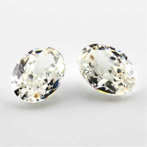 6 x 8 mm ovaler zerkleinerter Eisschliff, loser Zirkonia-Stein, 5A Zirkonia, synthetische Edelsteine für die Schmuckherstellung, Nr. 25, Beige, 6 x 8 mm, 20 Stück von Generic