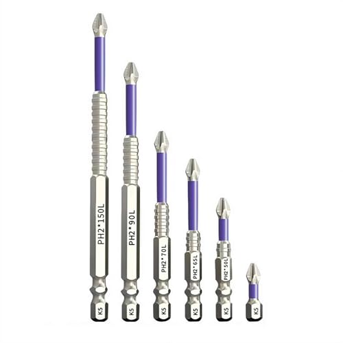 6PCS K5 Schlagfestes Anti-Rutsch-Bit-Set – Anti-Rutsch-Zahndesign, hochmagnetische Schraubendreher-Bohrer-Bits für Handbohrmaschinen und Schlagschrauber (25-150MM) von Generic
