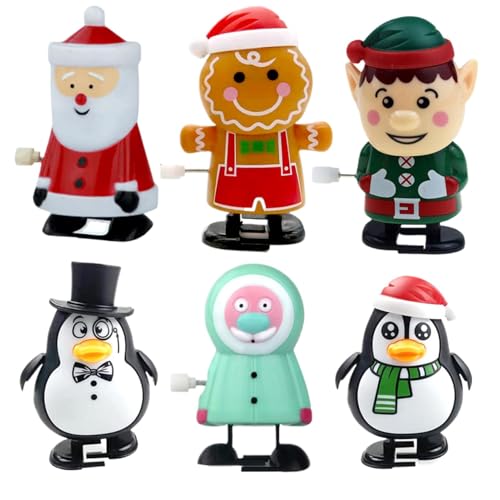 6X Weihnachtsspielzeug zum Aufziehen – Uhrwerk-Cartoon-Figuren, farbenfrohe Tischdekorationen | Uhrwerk-Weihnachtstafelaufsatz, Weihnachtsmann-Lebkuchenmann-Pinguin-Tafelaufsatz für festliche Heimdeko 6X Weihnachtsspielzeug zum Aufziehen – Uhrwerk-Cartoon-Figuren, farbenfrohe Tischdekorationen | Uhrwerk-Weihnachtstafelaufsatz, Weihnachtsmann-Lebkuchenmann-Pinguin-Tafelaufsatz für festliche Heimdeko von Generic