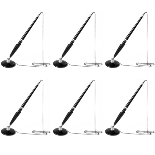 6er-Pack Stifte-Set mit Kette und Sockel, Schreibtisch-Kugelschreiber, 0,7 mm Metallspitze, klebrige Basis für Hotel und Büro 6er-Pack Stifte-Set mit Kette und Sockel, Schreibtisch-Kugelschreiber, 0,7 mm Metallspitze, klebrige Basis für Hotel und Büro von Generic