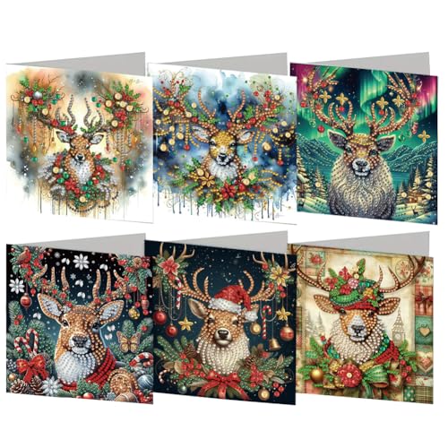6er-Set Diamond Painting Grußkarten, DIY Diamond Art Malerei Karten, Faltbare Gruß- und Glückwunschkarten Bastelset, Mosaik Handgemachte Kreative Postkarten 6er-Set Diamond Painting Grußkarten, DIY Diamond Art Malerei Karten, Faltbare Gruß- und Glückwunschkarten Bastelset, Mosaik Handgemachte Kreative Postkarten von Generic