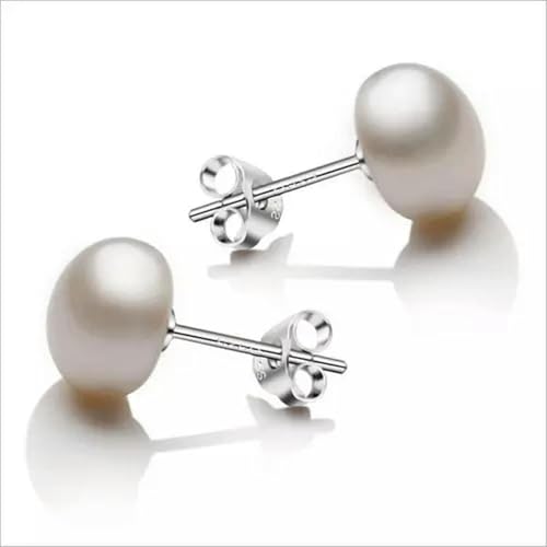 7-8mm weiße Süßwasser-Zuchtperle 925 Silber Ohrstecker Geschenk von Generic