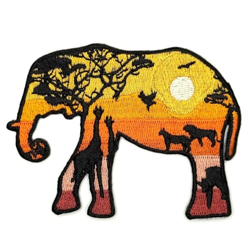 8,9 cm Elefant zum Aufbügeln – bestickter Safari-Zoo afrikanischer Tier-Zookeeper Afrika Applikationen zum Aufbügeln oder Aufnähen für Löcher, Kleidung, Jeans, Hut, Rucksäcke, Kleidung von Generic