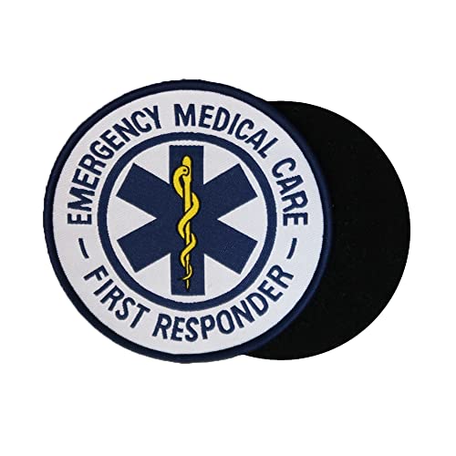 8,9 cm Emergency Medical Care First Responder Star of Life Logo Patch Woven Hook and Loop Patch Funny Meme Patch Tactical Backpack DIY von Generic
