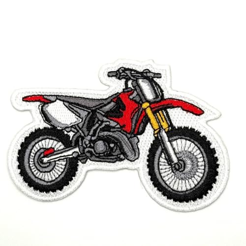 8,9 cm Motorrad-Aufnäher zum Aufbügeln – bestickte Motocross-Rennräder-Applikationen zum Aufbügeln oder Aufnähen für Löcher, Kleidung, Jeans, Hut, Rucksäcke, Kleidung von Generic