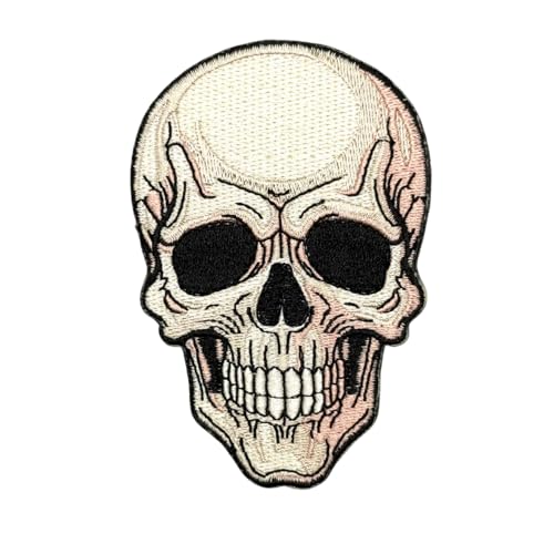 8,9 cm Totenkopf-Aufnäher zum Aufbügeln – bestickter Totenkopf-Horror-Halloween-Albtraum-Applikationen zum Aufbügeln oder Aufnähen für Löcher, Kleidung, Jeans, Hut, Rucksäcke, Kleidung von Generic