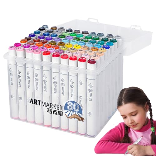 80-teiliges Marker-Set – Farbmarker für die Kunstakademie, doppelköpfiger Zeichenstift | Geeignet für Malerei, Design, Schüler, Lehrer und handgemalte Kunstwerke. Inklusive Aufbewahrungsbox. 80-teiliges Marker-Set – Farbmarker für die Kunstakademie, doppelköpfiger Zeichenstift | Geeignet für Malerei, Design, Schüler, Lehrer und handgemalte Kunstwerke. Inklusive Aufbewahrungsbox. von Generic