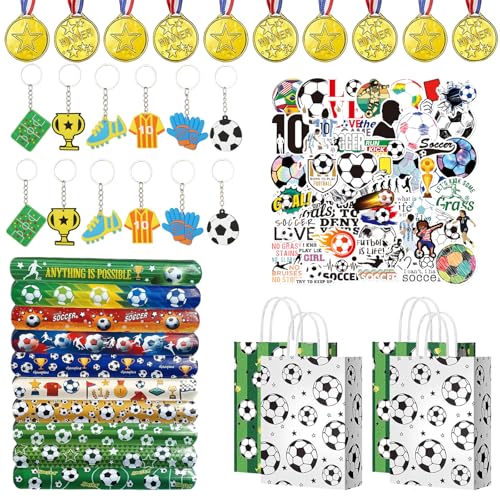 94 Stück Fußball Party Mitgebsel Kinder,Fußball Geschenke Kindergeburtstag mit Schlüsselanhänger, Armband,Süßigkeitentüte ,Medaillen,Tattoos, für Kinder Jungen Mädchen 94 Stück Fußball Party Mitgebsel Kinder,Fußball Geschenke Kindergeburtstag mit Schlüsselanhänger, Armband,Süßigkeitentüte ,Medaillen,Tattoos, für Kinder Jungen Mädchen von Generic