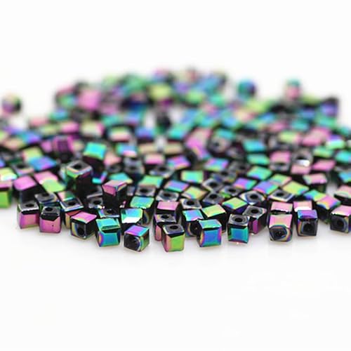950pcs 2mm Cube Crystal Beads Square Glass Beads for Jewelry Beading Supplies Handmade Crafts DIY Beading, Bracelets, Necklaces, Earrings Jewelry (Multicolor) von Generic