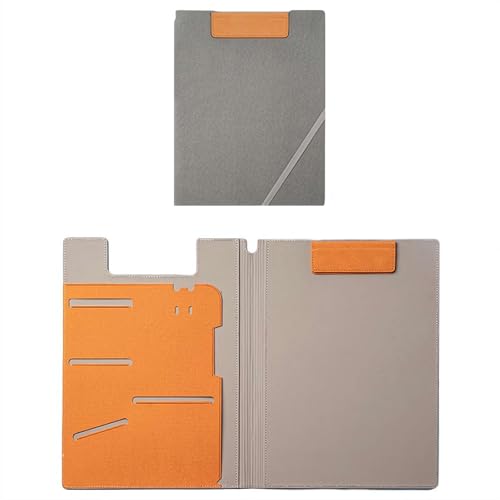 A4 PU-Leder-Whiteboard-Ordner - Multifunktionales magnetisches Klemmbrett mit eingebauter löschbarer Schreibtafel | Business-Padfolio für Meetings, Büroarbeit & rechtliche Notizen (Grau) von Generic