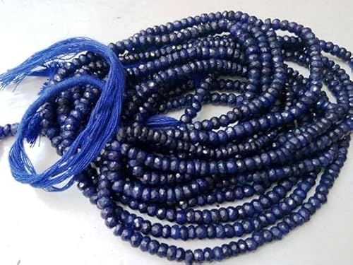 AAA natürliche blaue Saphir-Perlen, facettiert, 3–4 mm, Saphirstein (Korund), 33 cm langer Strang für Schmuckherstellung, Halsketten, Armbänder, Saphir-Perlen-Sortimente von Generic