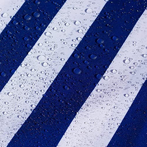 AQUA DENVER Wasserdichter Polyester Stoff Reißfest für Vordächer, Zelte, Outdoorbekleidung, Garten Meterware Farbpalette (Weiß-blaue Streifen) von Generic