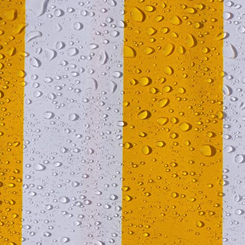 AQUA DENVER Wasserdichter Stoff Reißfest Outdoor Meterware PU-beschichtet Polyester Farbpalette (Weiß-gelbe Streifen) von Generic