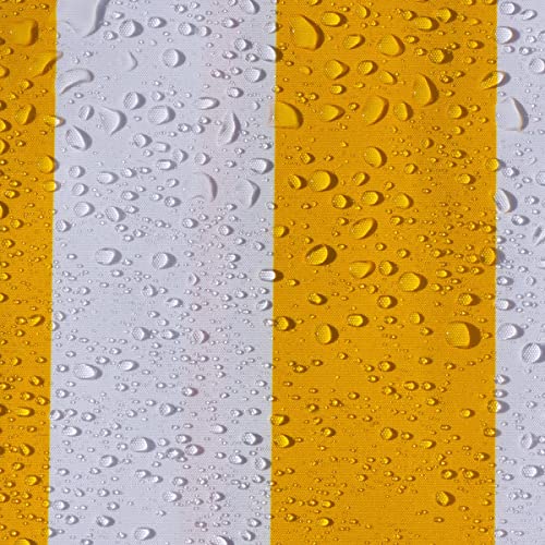 AQUA DENVER Wasserdichter Polyester Stoff Reißfest für Vordächer, Zelte, Outdoorbekleidung, Garten Meterware Farbpalette (Weiß-gelbe Streifen) von Generic