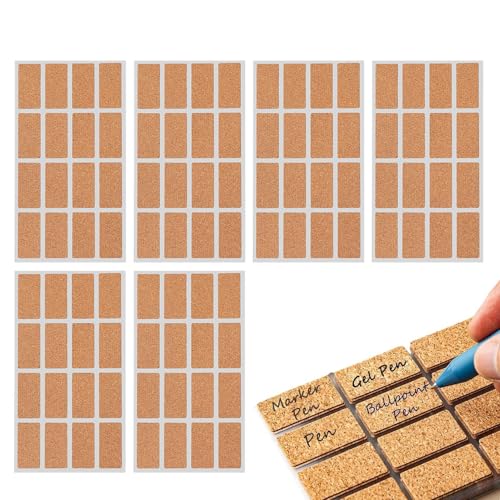 Abnehmbare Etikettenaufkleber aus Kork - wasserdichtes Tischetikett, blanke Holzaufkleber | Lebensmitteletiketten, Namensgeschenk-Tags, Etiketten für Behälter, Brillen, Flaschen von Generic