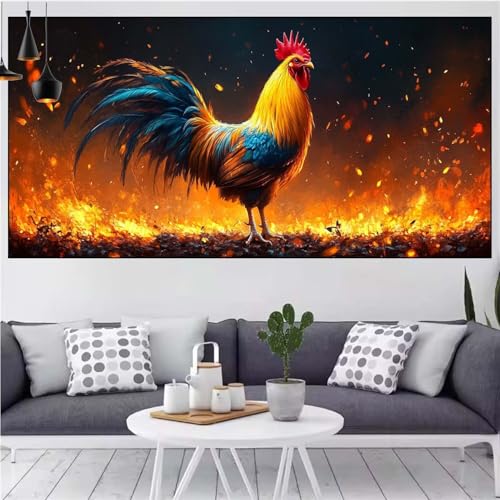 Abstrakt Diamond Painting xxl 90x180cm Diamond Painting Erwachsene Hahn Diamant Malerei Set,Mosaikherstellung Malen Nach Zahlen Cross Stickerei Kunst Leinwand Malerei Kits,Décor Geschenke Frauen CN-72 von Generic