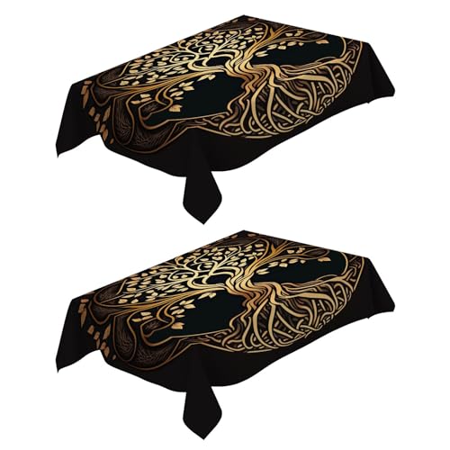 Abwaschbare Tischdecke 2 Stück Schwarzer Lebensbaum 140x220 cm Tischdecken Wasserabweisend Fleckschutz Pflegeleicht Polyester mit Lotuseffekt für Wohnzimmer Esszimmer Balkon und Garten Abwaschbare Tischdecke 2 Stück Schwarzer Lebensbaum 140x220 cm Tischdecken Wasserabweisend Fleckschutz Pflegeleicht Polyester mit Lotuseffekt für Wohnzimmer Esszimmer Balkon und Garten von Generic