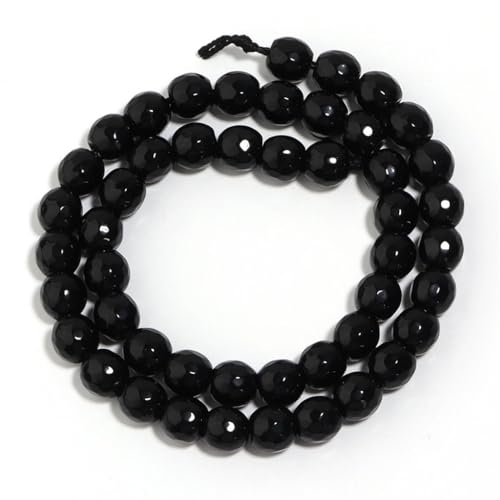 Achat-Perlen, rund, lose Perlen, Abstandshalter für Schmuckherstellung, DIY, Halsketten, Armbänder, ES, schwarz, 6 mm, 56 Stück von Generic