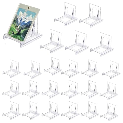 Acryl-Display-Stande, Acrylplattenständer für Display - 24pcs Transparente Display Staffeleien - Tischdecke, verstellbarer Acrylständer für Karte, Buche, Foto und Teller von Generic