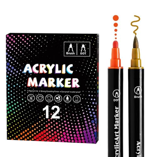 Acryl-Marker, Farbstifte, 12/24, wasserfeste Acrylstifte, Doppelspitze, Acryl-Marker, feine Spitze, Malstift, Bastelzubehör, Kunstbedarf für Leinwand Acryl-Marker, Farbstifte, 12/24, wasserfeste Acrylstifte, Doppelspitze, Acryl-Marker, feine Spitze, Malstift, Bastelzubehör, Kunstbedarf für Leinwand von Generic