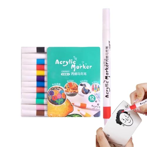 Acryl-Marker-Stifte-Set, Acrylfarbenstifte, Glasmalstifte in lebendigen Farben, wasserfeste Malmarker für Stein, Glas, Stoff von Generic