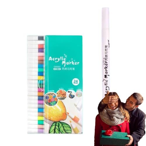 Acryl-Marker-Stifte-Set - Malstifte zum Ausmalen - Glasmalstifte in lebendigen Farben, wasserfeste Malmarker für Stein, Glas, Stoff von Generic