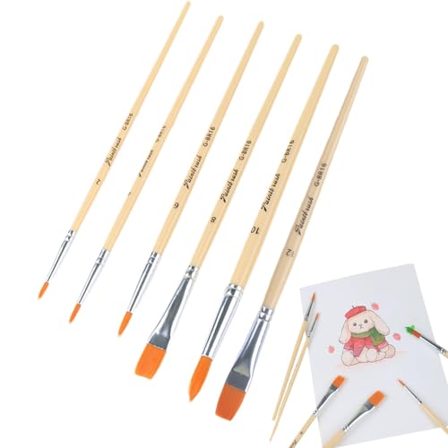 Acryl-Pinsel-Set - Pinsel-Set, 6 Stück Mehrförmige Nylon-Pinsel | Pinselset Nylonpinselset Für Acrylfarben Formen, Malpinsel-Set, Aquarell-Felsen-Gesichtsmalpinsel, Pinselzubehör Für Künstler Acryl-Pinsel-Set - Pinsel-Set, 6 Stück Mehrförmige Nylon-Pinsel | Pinselset Nylonpinselset Für Acrylfarben Formen, Malpinsel-Set, Aquarell-Felsen-Gesichtsmalpinsel, Pinselzubehör Für Künstler von Generic