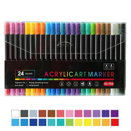 Acrylfarbe Marker,Acrylmarker | Doppelköpfige Malstifte Malbuchmarker - 24/36 Farben, wasserdicht, Pinselspitze Zeichenkunst Lieferungen Schreibwaren für Malen, Graffiti, Handbücher machen von Generic