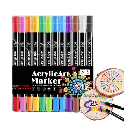 Acrylfarben Marker,Acrylmarker-Set - Doppelspitzen-Zeichenstifte für Keramik - Acrylstifte färben, kreative Kunsthandwerk Herstellung von Kunstbedarf für Kinder und Erwachsene von Generic