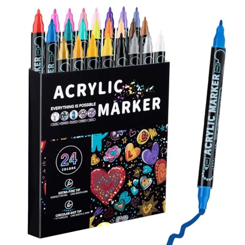 Acrylfarbenstifte – Farben von Felsmalstiften, Pinselmarker, Acrylfarben-Set für Kunstmalerei, Zeichnung | Stift von Generic