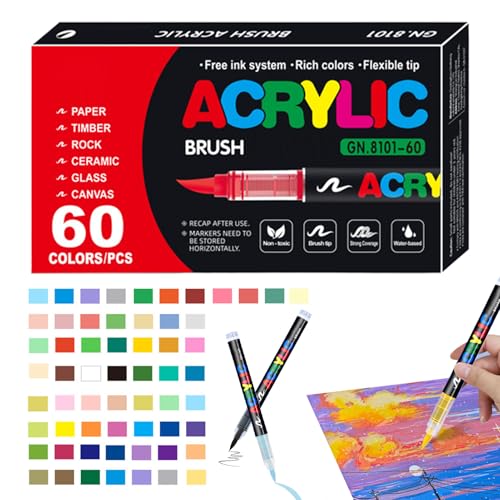 Acrylfarbenstifte Set - Haltbare Wasserdichte Malmarkierungen, Lebendige Farbige Tintenstifte | Acrylmarker Stift Für Holzhandwerk, Stoffcanvas -Projekte, Steindekoration, Glasmalerei von Generic