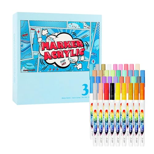 Acrylfarbmarker, mit feiner Spitze, wasserdichte Marker mit feiner Spitze - Malstifte, Acrylmarker, Farbmarker Set mit Pbox von Generic