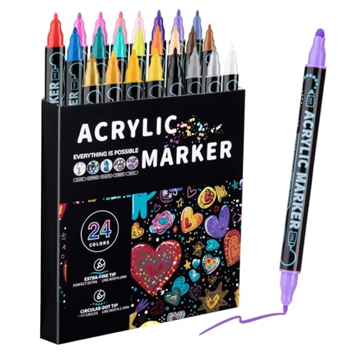Acrylfarbstifte, Acrylstifte | Doppelte Spitze Zeichnung Kunstmarker - Wasserlösliche Acrylfarben Stifte für Felsmalerei, Leinwand, Holz, Keramik und Glashandwerk für Künstler, Kinder, Erwachsene Acrylfarbstifte, Acrylstifte | Doppelte Spitze Zeichnung Kunstmarker - Wasserlösliche Acrylfarben Stifte für Felsmalerei, Leinwand, Holz, Keramik und Glashandwerk für Künstler, Kinder, Erwachsene von Generic