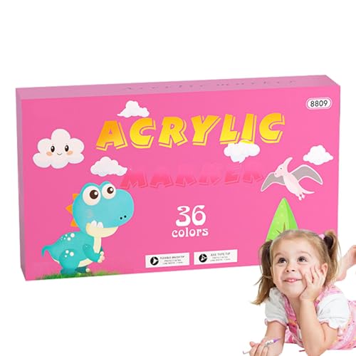 Acrylfarbstifte | Permanenter Acrylfarbenmarker 12/24/36 Farben – Wassermarker Graffiti-Marker schnell trocknend für Glas, Holz, Keramik und Stein von Generic