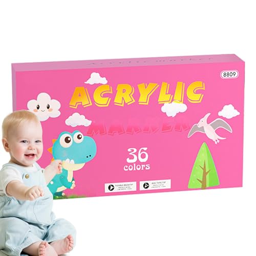 Acrylstift für Kinder - Graffiti Art Marker für Kinder, Permanent-Marker mit Acrylfarbe 12/24/36 Farben | Schnell trocknender wasserfester Graffiti-Marker Acrylstift für Kinder - Graffiti Art Marker für Kinder, Permanent-Marker mit Acrylfarbe 12/24/36 Farben | Schnell trocknender wasserfester Graffiti-Marker von Generic