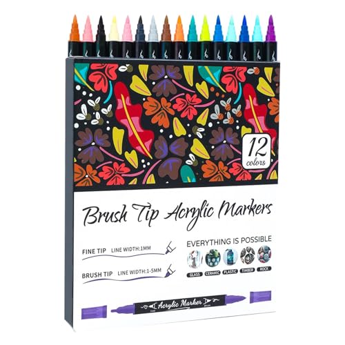 Acrylstifte,Acrylfarben Stifte Marker,Wasserdichte Doppelspitzen-Farbmarker für alle Altersgruppen und Niveaus | Doppelte Farbstifte für handgefertigtes Handwerk und Kunstbedarf von Generic